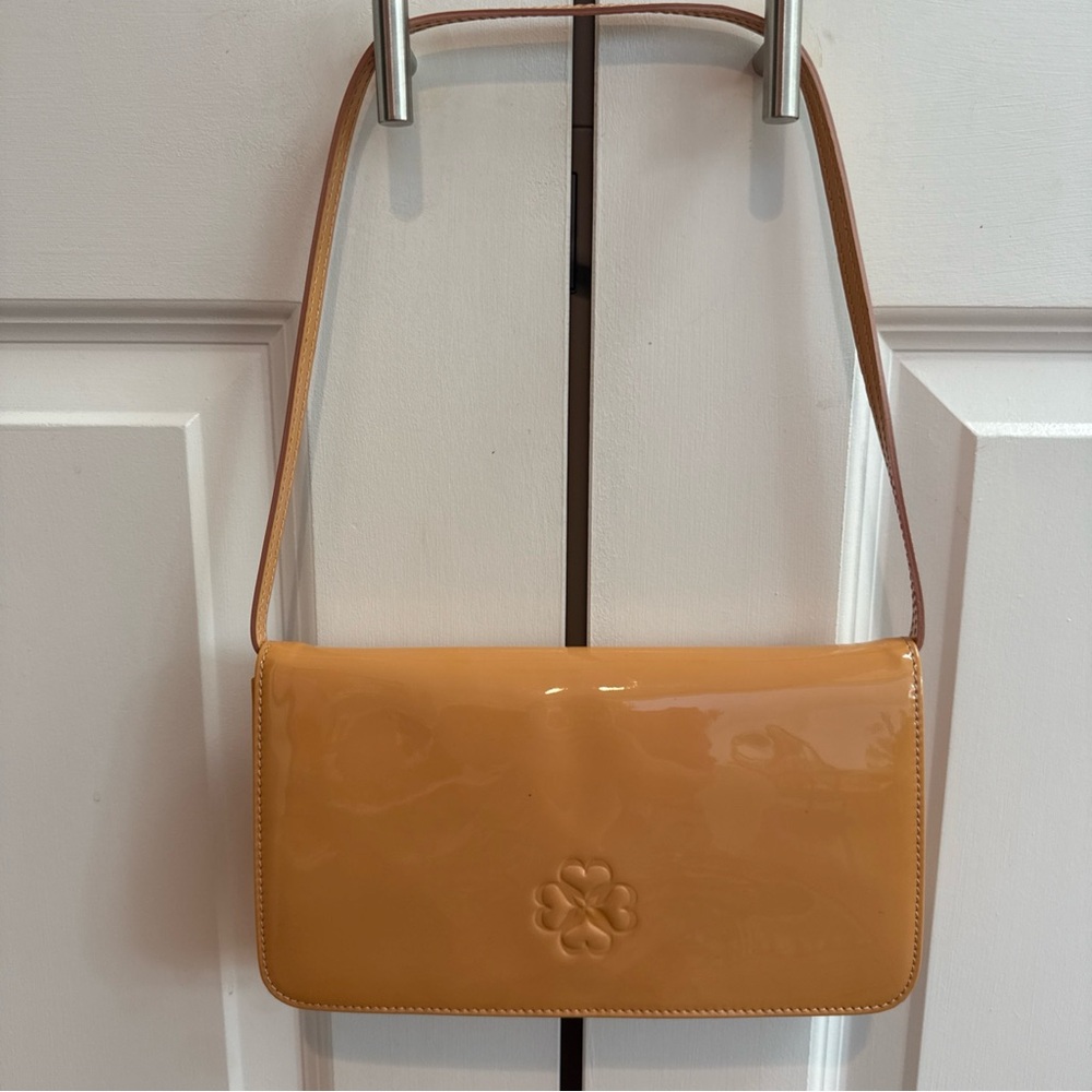 L.K. Bennett Frome Clutch Pink Patent with Strap and Dustbag Made in Italy